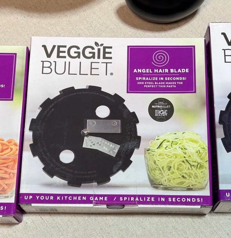 Veggie Bullet Electric Spiralizer 8pc Set +3 Extra Blades Silver Stainless Steel