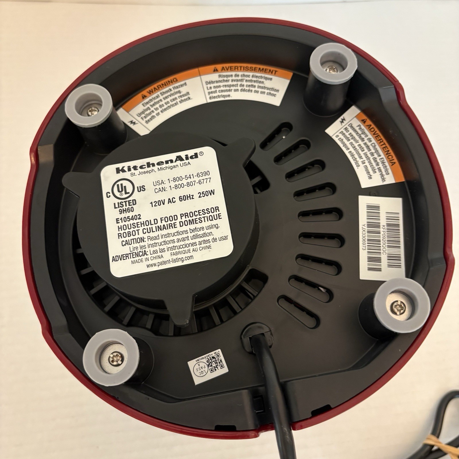 KitchenAid Food Processor Replacement Motor Base Only E105402 Model KFP0920QGC