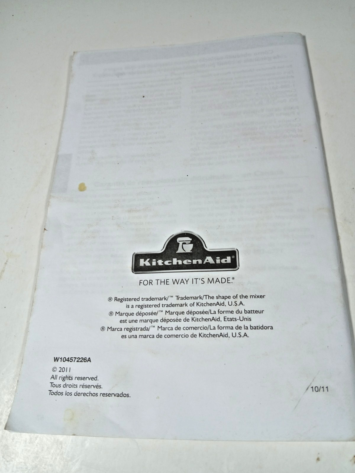 KitchenAid KFP0711 Food Processor Instruction Manual Booklet Spanish & English