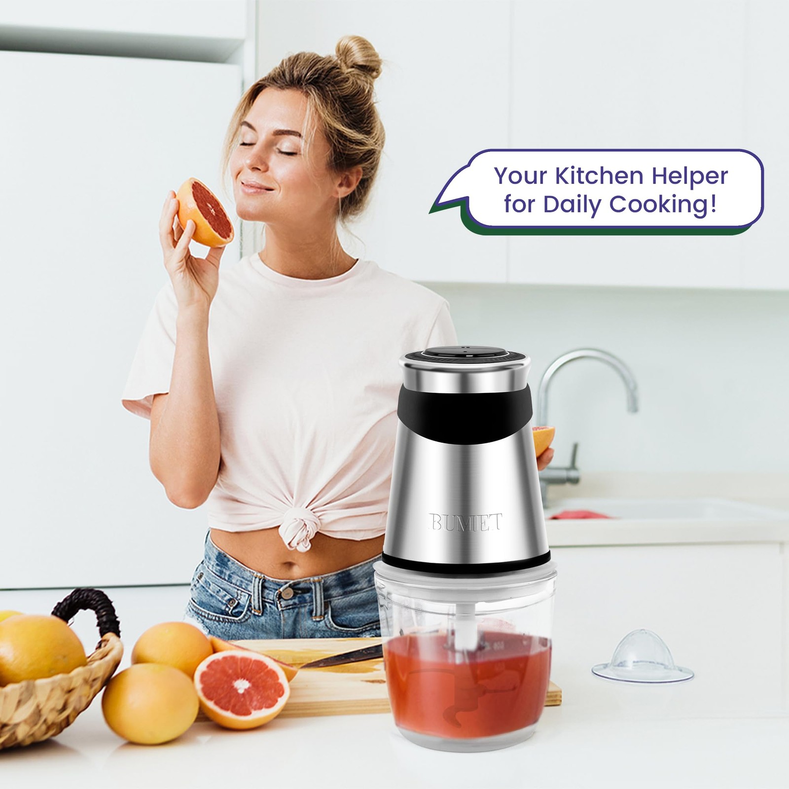 Electric Food Processor Vegetable Chopper 500W with 2.5 Cup Glass Bowl and St…