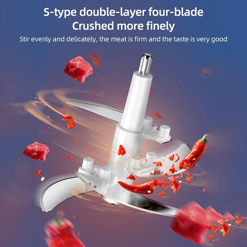 2L Electric Food Chopper Electric Stainless Steel Processor Meat Grinder Mixer