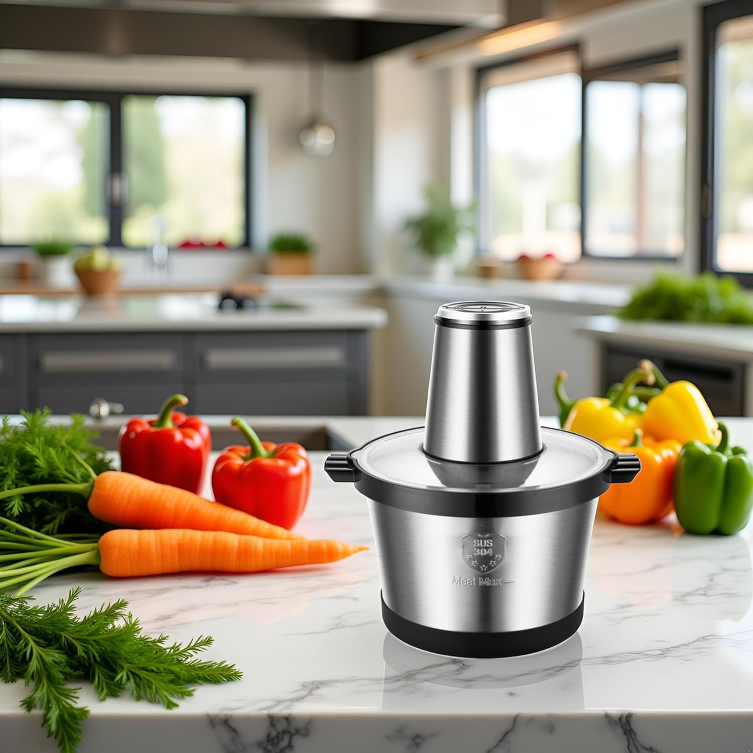Electric Food Processor, 1000W Meat Grinder & Vegetable Chopper with 6L 304# Sta