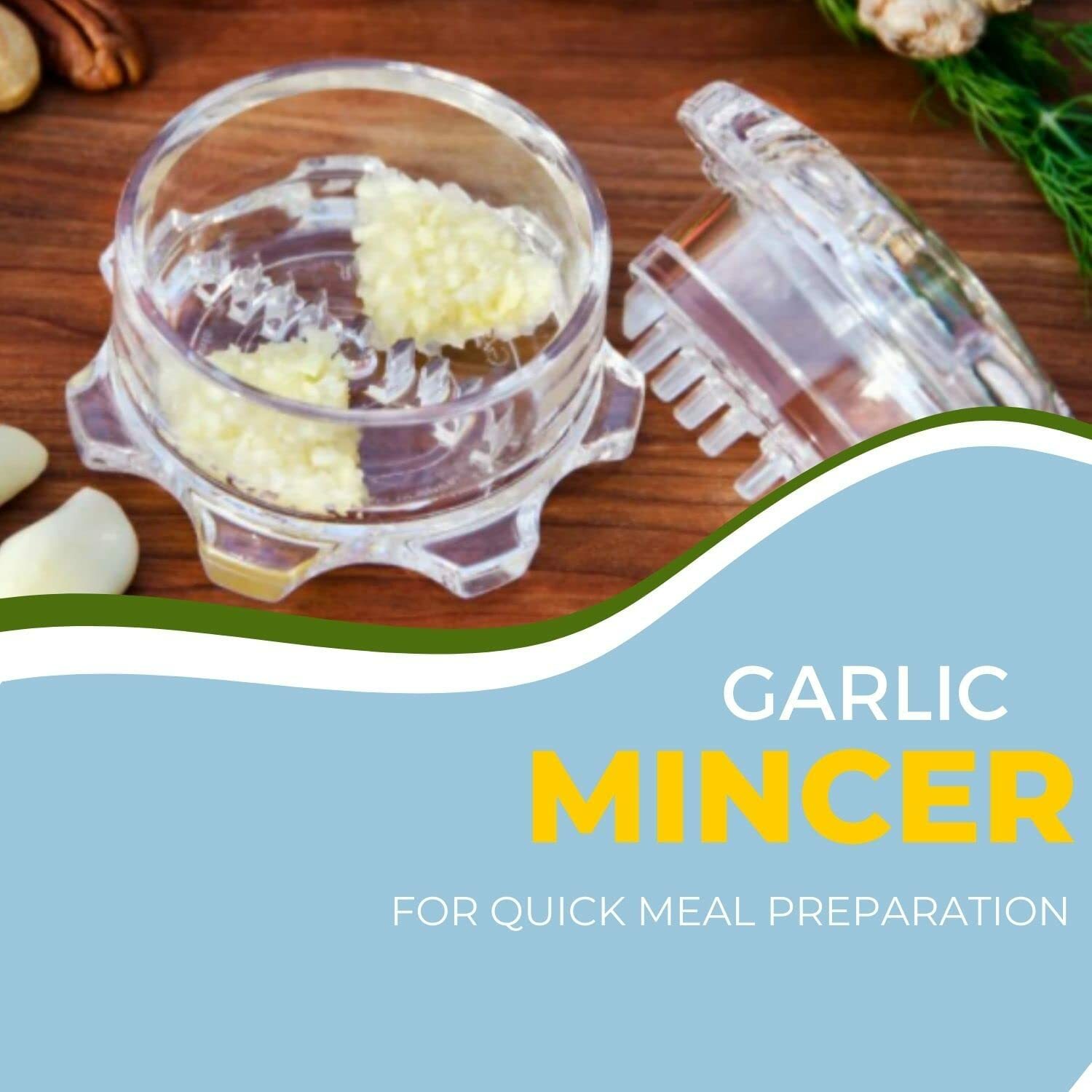 Food Processor-Garlic Mincer Press with a Twist fourth Generation (Clear color)