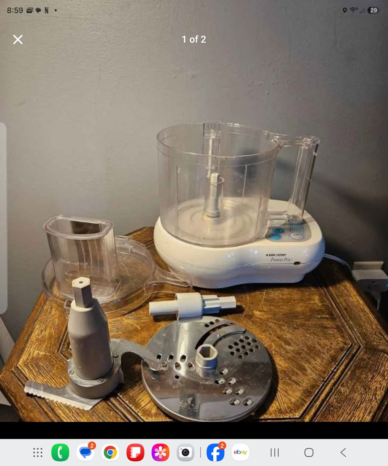 BLACK+DECKER PowerPro 8-Cup 400W Food Processor White/Clear 2-Speed, Blades