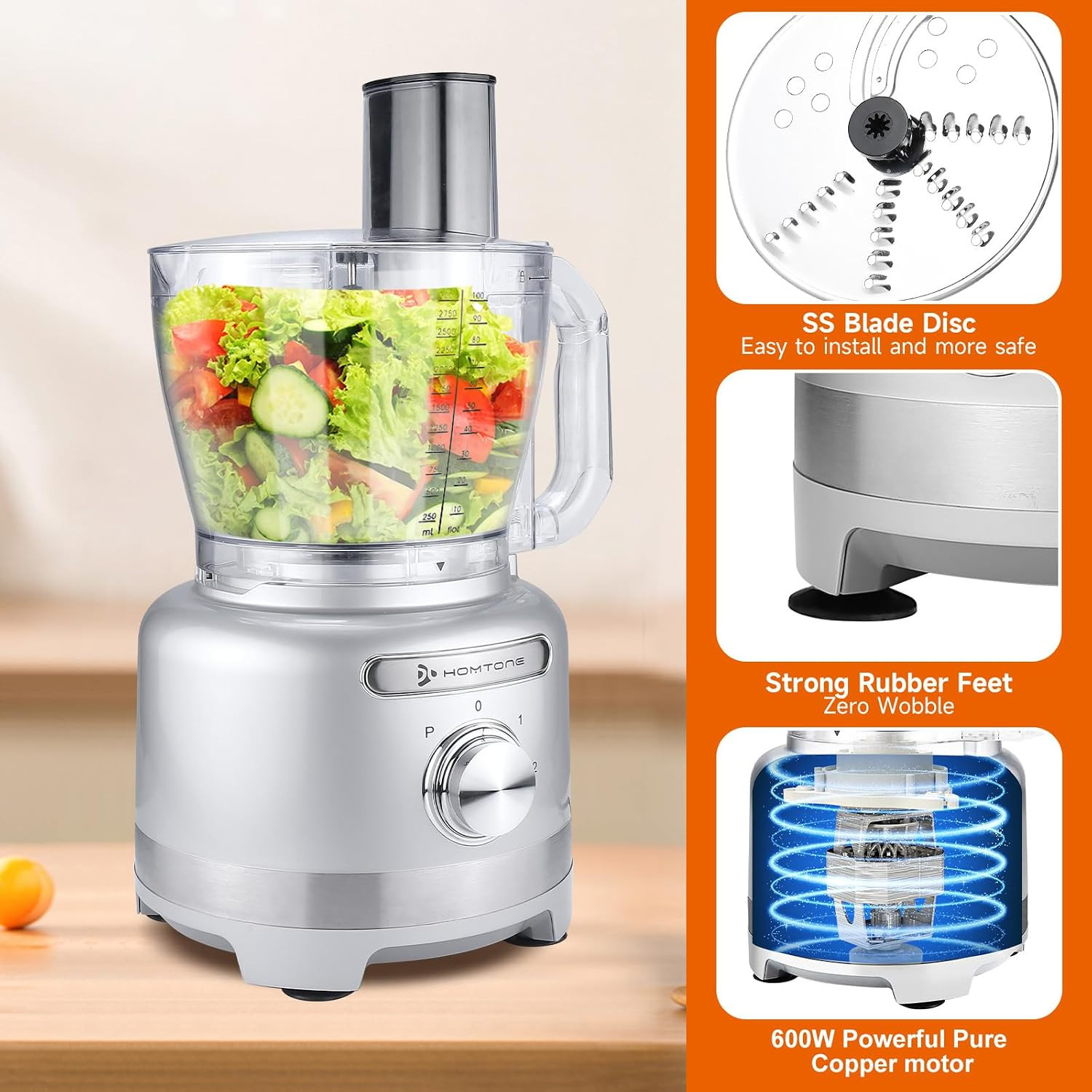 16 Cup Food Processor Large, 9-In-1 for Home Kneading, Chopping, French Fries