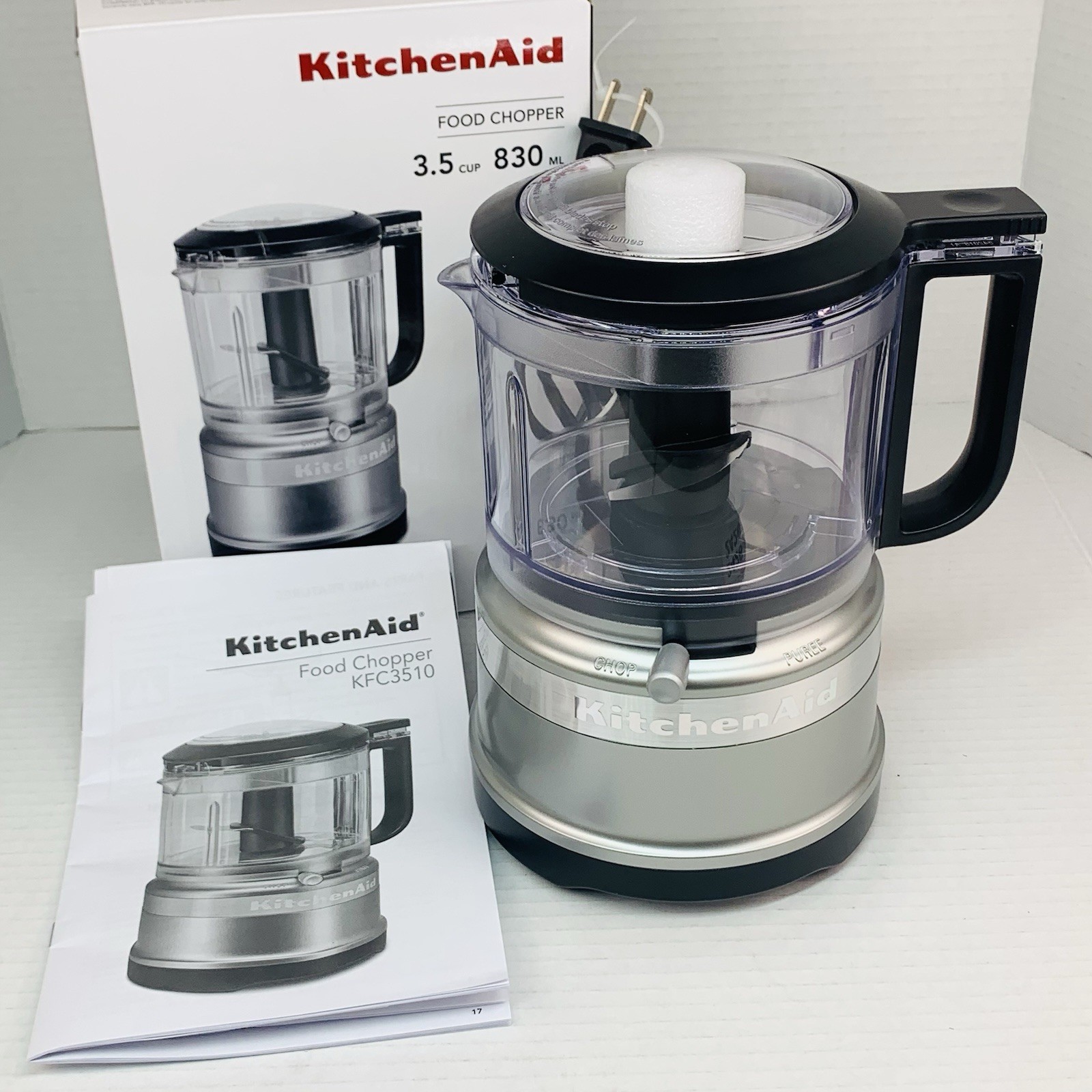 KitchenAid 3.5 Cup Food Chopper Contour Silver – KFC3516CU – Chop – Mix – Purée