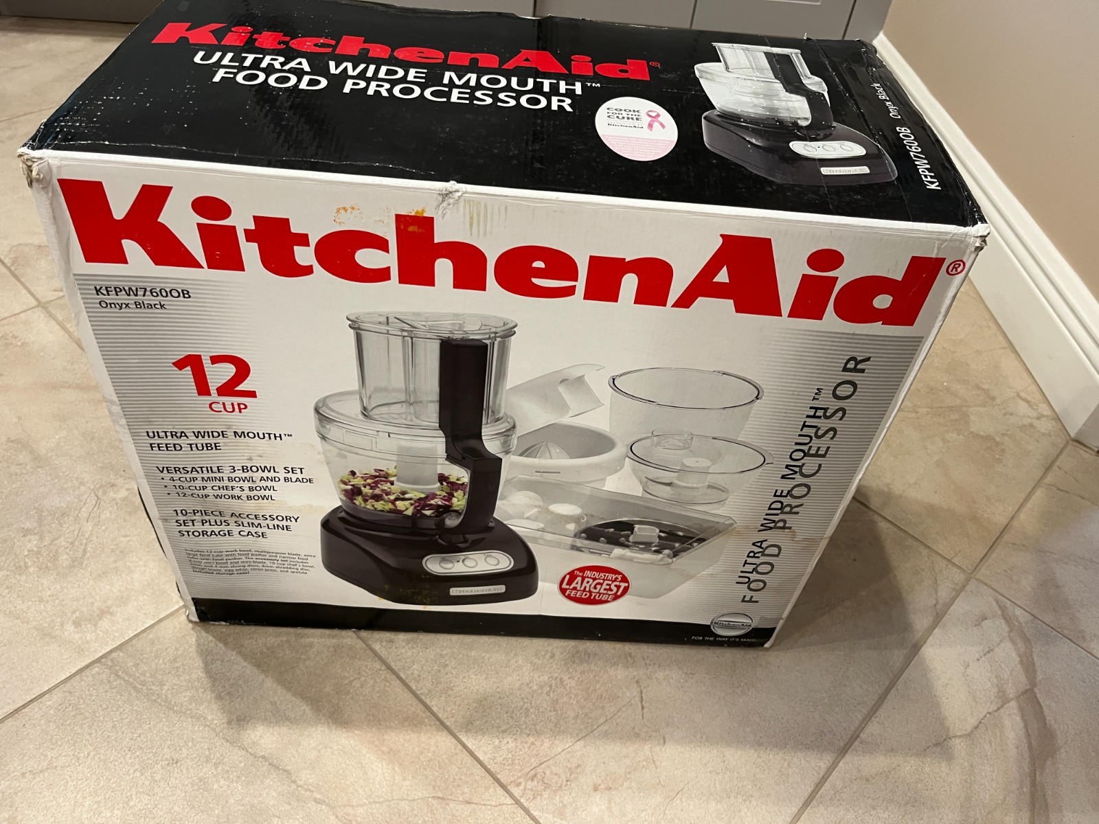 KITCHENAID 12 CUP ULTRA WIDE MOUTH FOOD PROCESSOR KFPW760OB ONYX BLACK-ORIG. BOX
