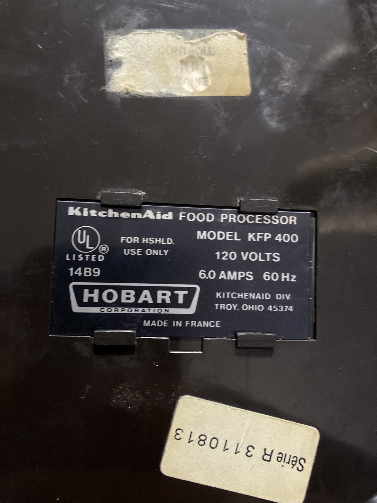 Vintage Kitchen Aid Hobart Food Processor KFP 400 Tested Works! Base Unit Only