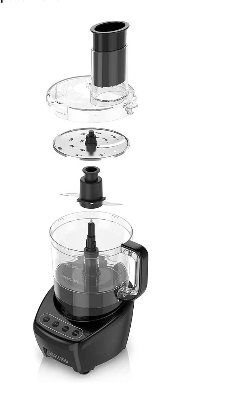 Black Decker Easy Assembly 8 Cup Food Processor with Stainless Steel Blade