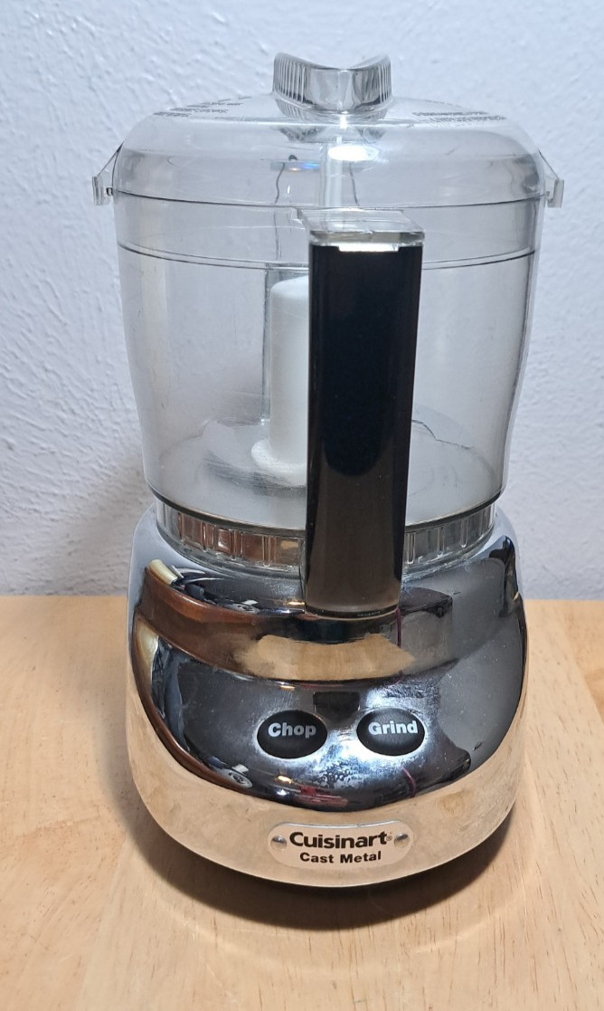 Cuisinart Cast Metal Mini-Prep Plus DLC-3 Processor Chrome Chop Grind Metal Body