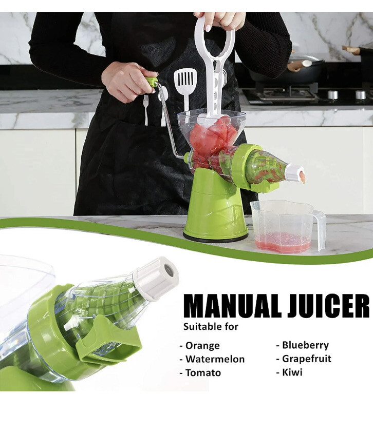 3-in-1 Manual Rotary Food Processor – Juicer, Grinder, Slicer, Shredder, Grater