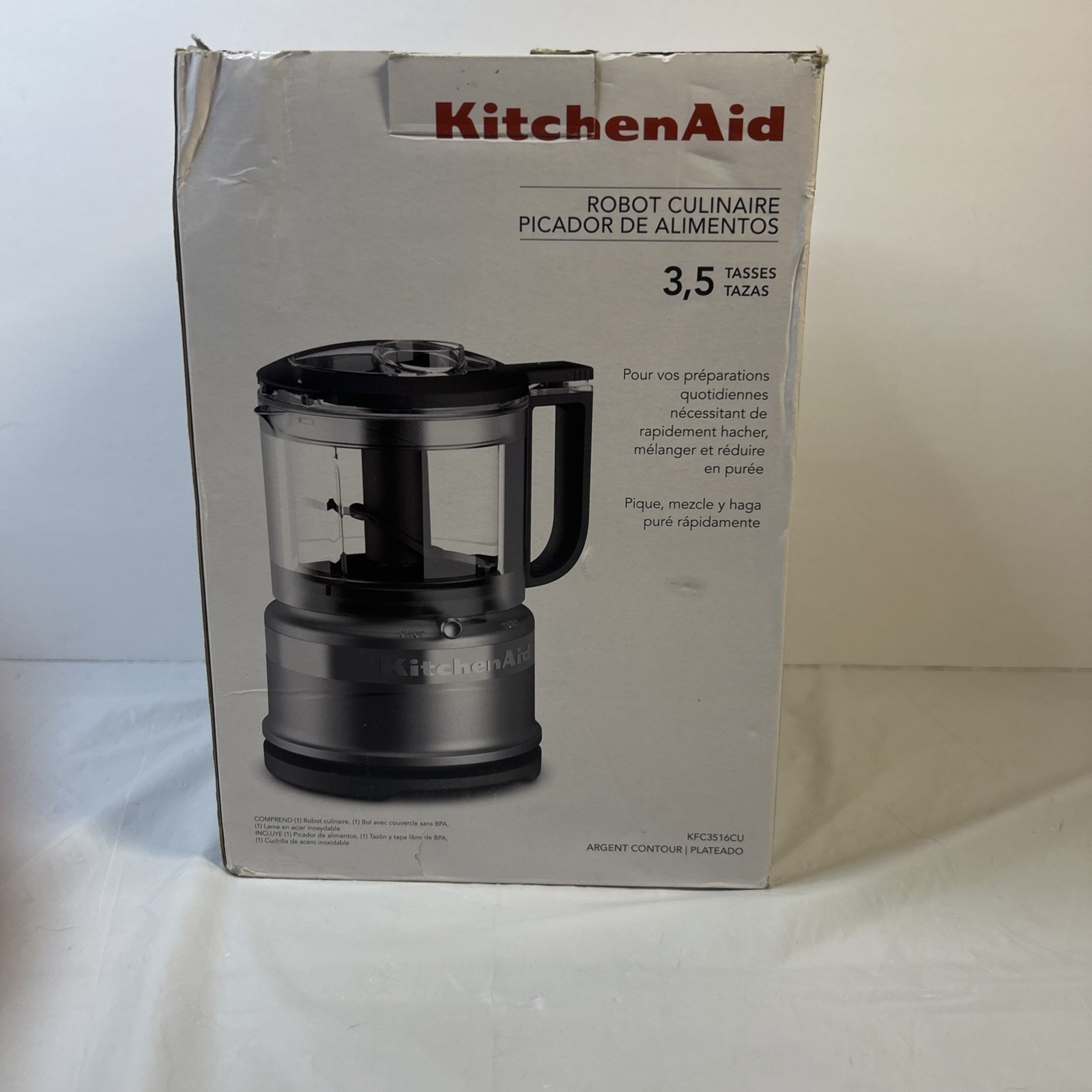 KitchenAid KFC3516CU Mini Food Processor 3.5 Cup Silver Open Box