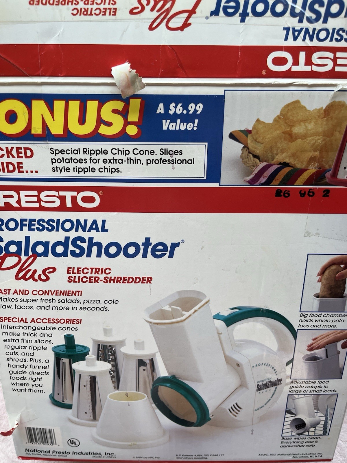 Presto Professional salad shooter plus electric slicer shredder 02972 With Box