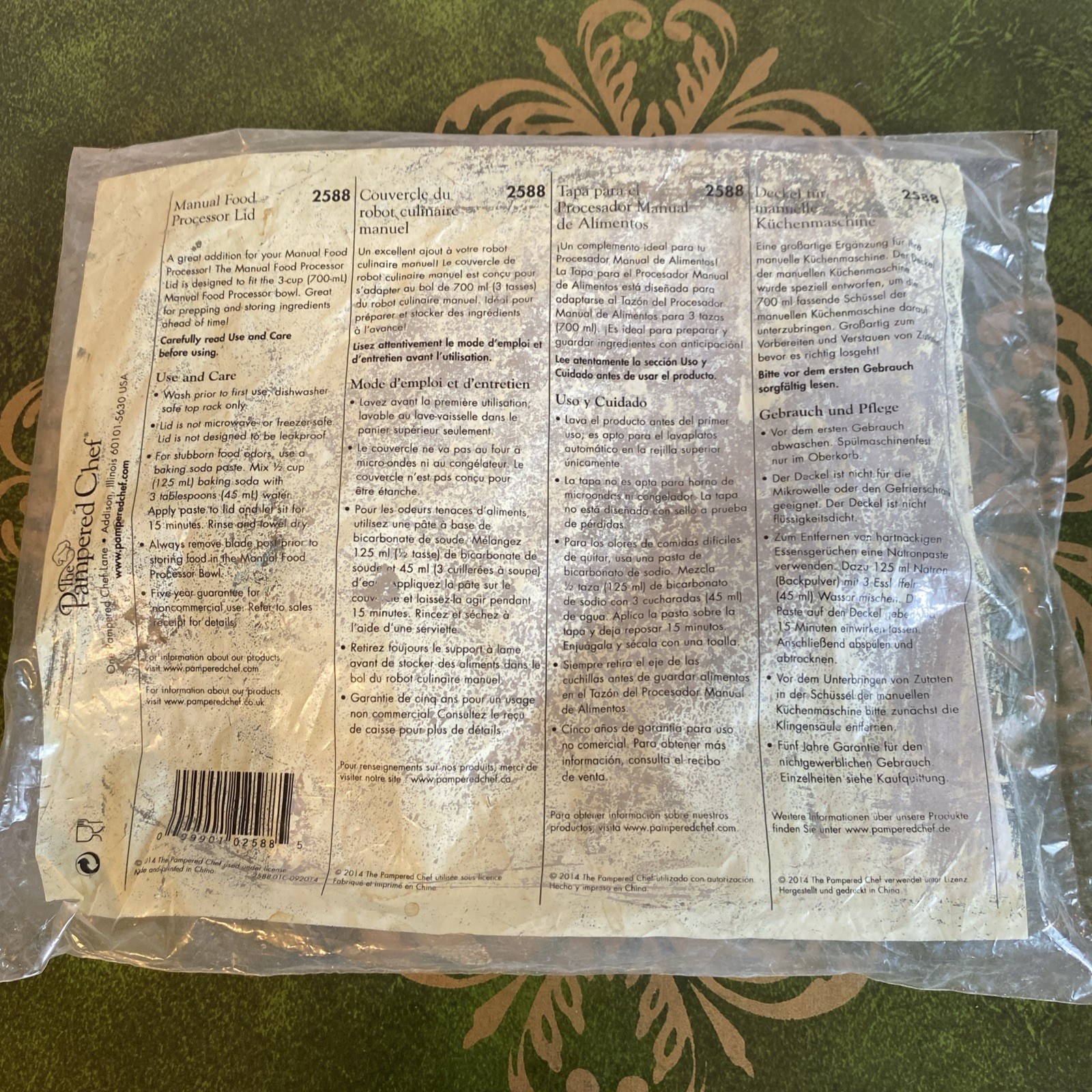 Pampered Chef Manual Food Processor Replacement Lid 2588 For Part 2581, White🍁