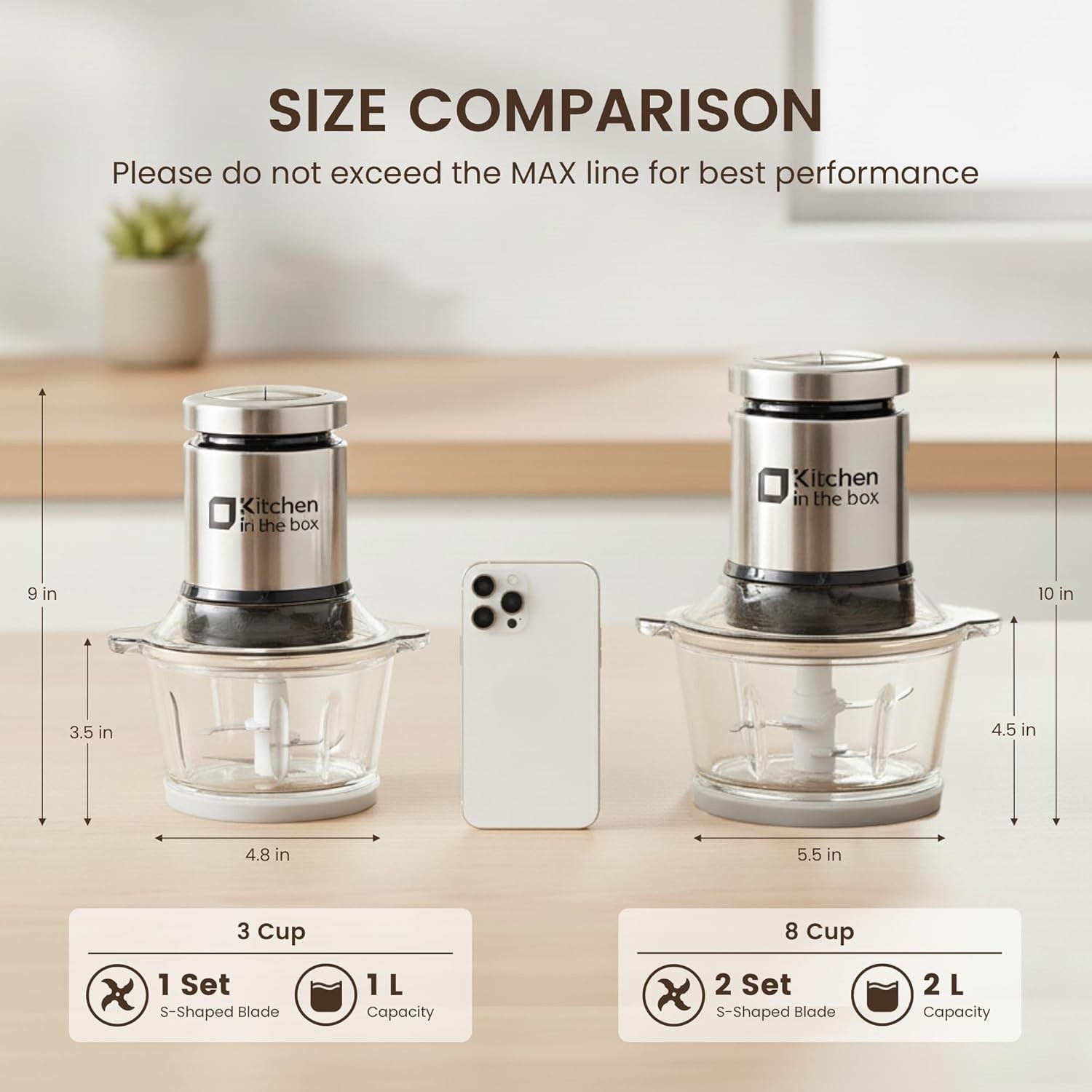 Compact 3-Cup Glass Bowl Food Processor with 400W Motor – Chops Meat & Veggies