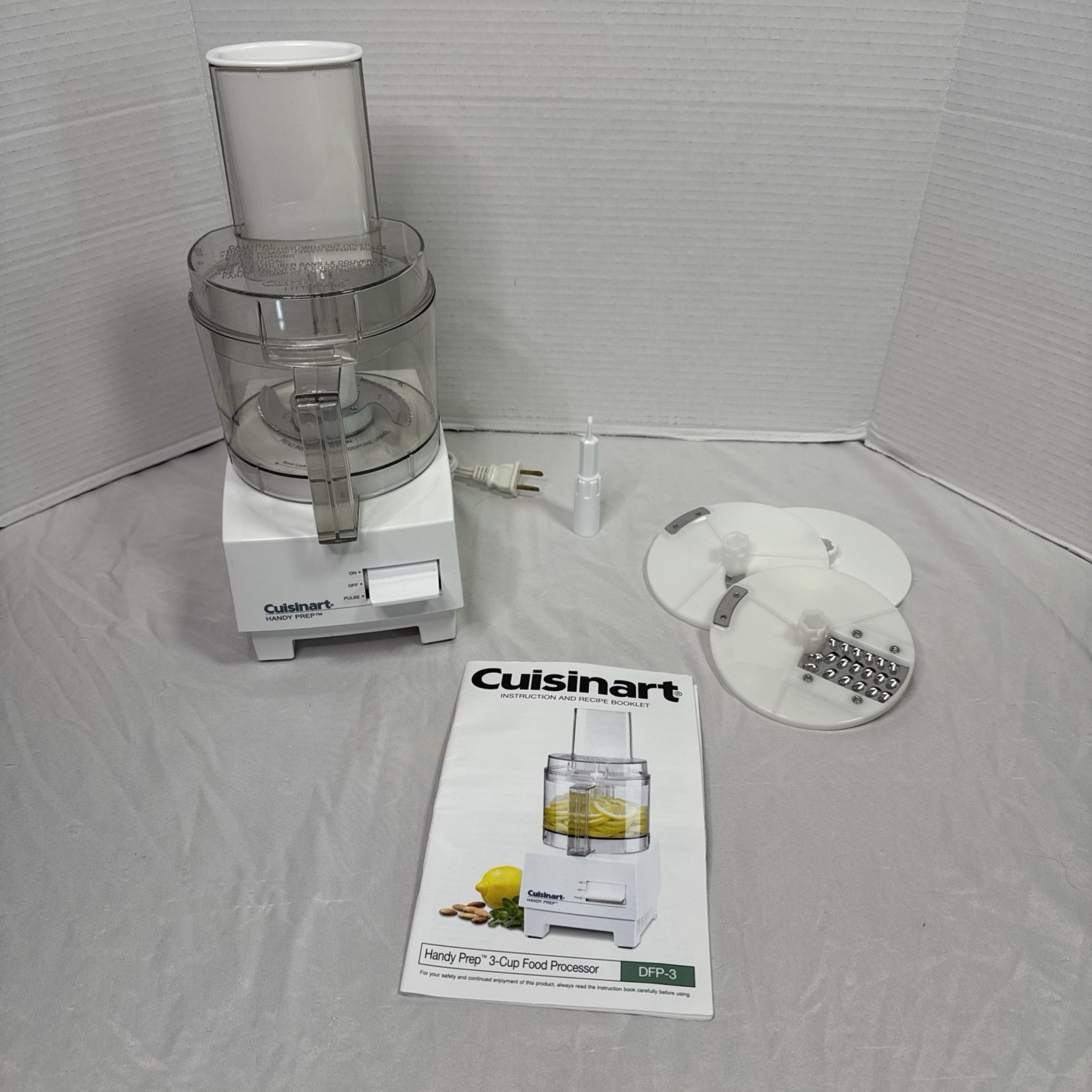 Cuisinart Handy Prep 3 Cup Food Processor DFP-3 T w/ Accessories Tested/Working