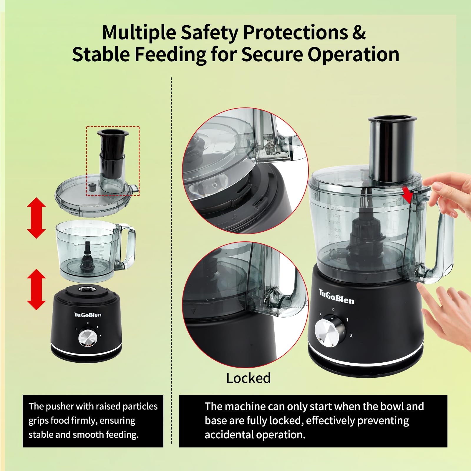 7-in-1 Multifunctional Food Processor with 68oz Processing Bowl,51oz Glass Bl…