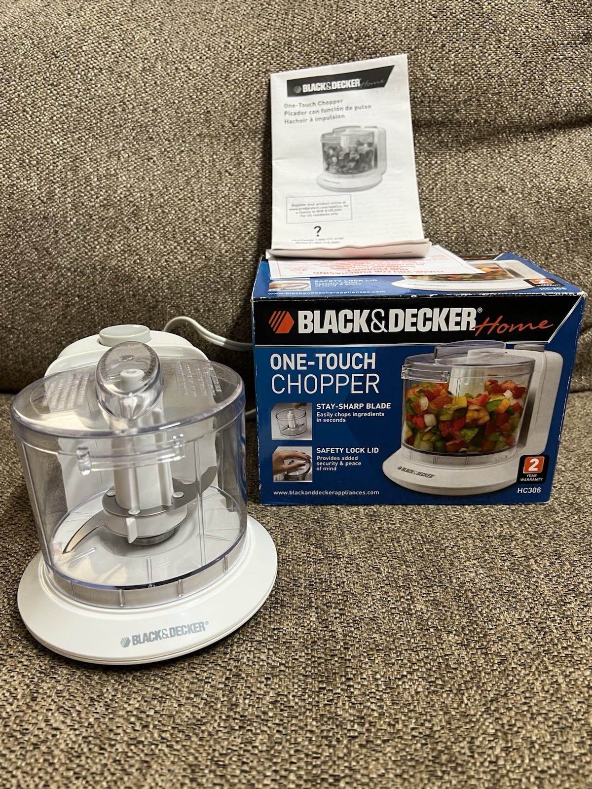 BLACK & DECKER Home ONE-TOUCH FOOD CHOPPER HC306 NEW OPEN BOX NEVER USED