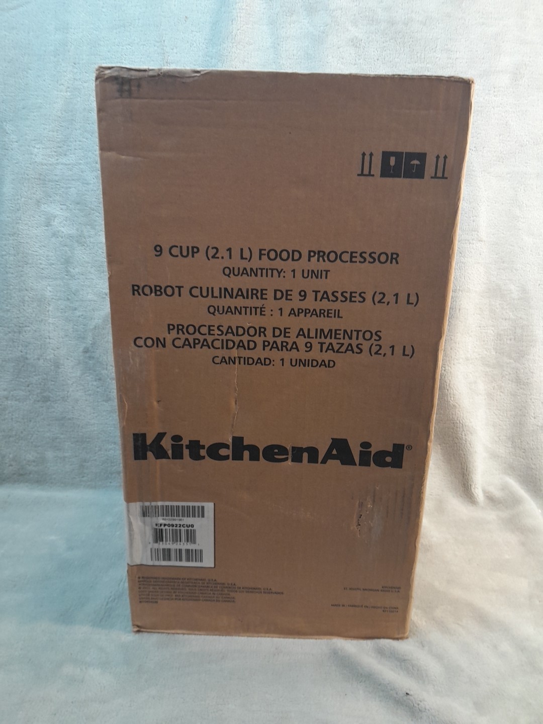 KitchenAid KFP0922CU Contour Silver 9-cup Food Processor -New In Factory Box