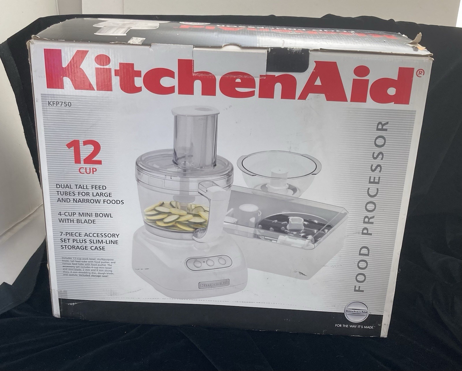KitchenAid 12 Cup Food Processor White KFP750 Attachments 700W Original Box