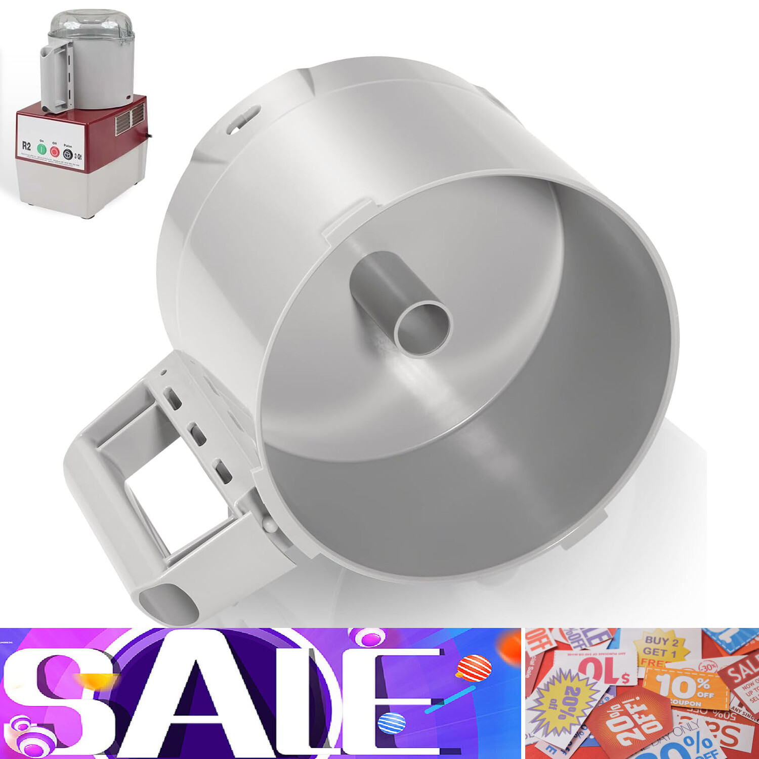 for Robot Coupe 112204 R2 R2N Food Processor Gray Cutter Bowl 3 Quart 112204S