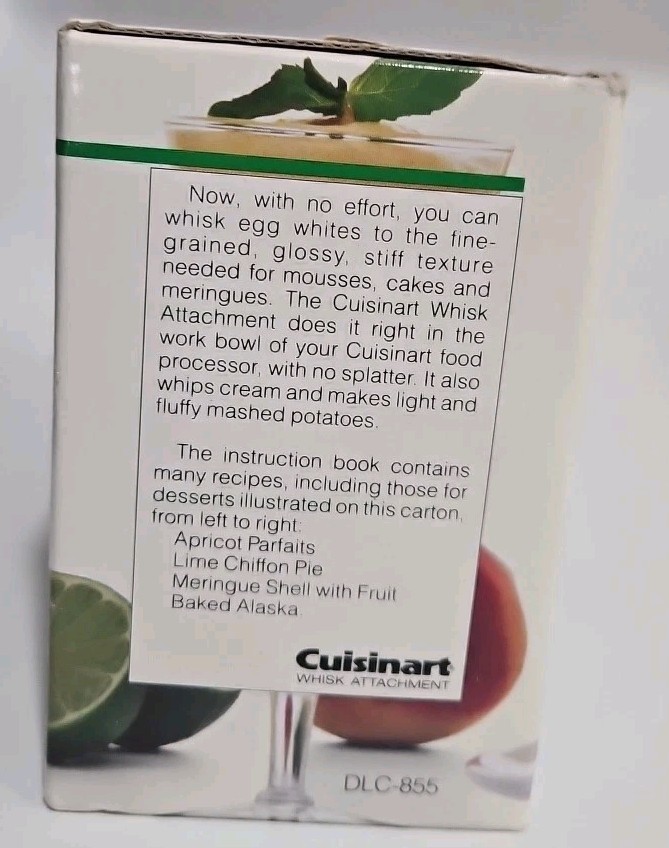 Cuisinart Whisk Attachment DLC-855 For DLC-8 Series Food Processors Open Box