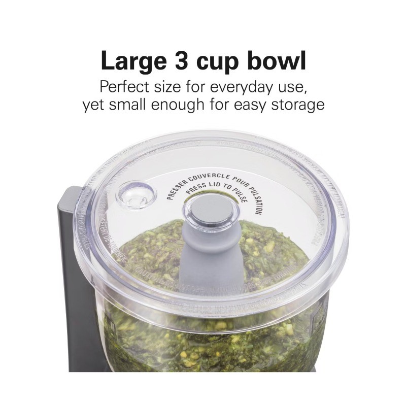 3-Cup Stack & Press Food Chopper Gray – 72740: Compact Vegetable Processor