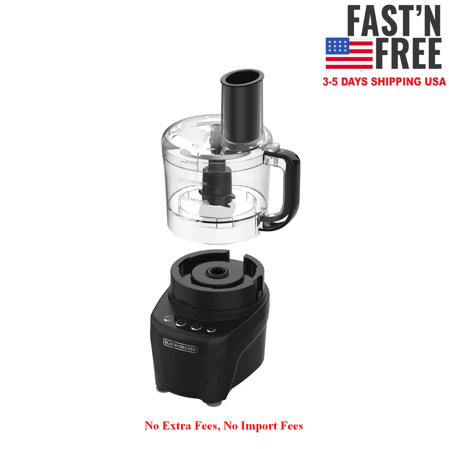 BLACK+DECKER 8 Cup Food Processor 850W 2 Speed Pulse Chop Slice Shred, NEW USA