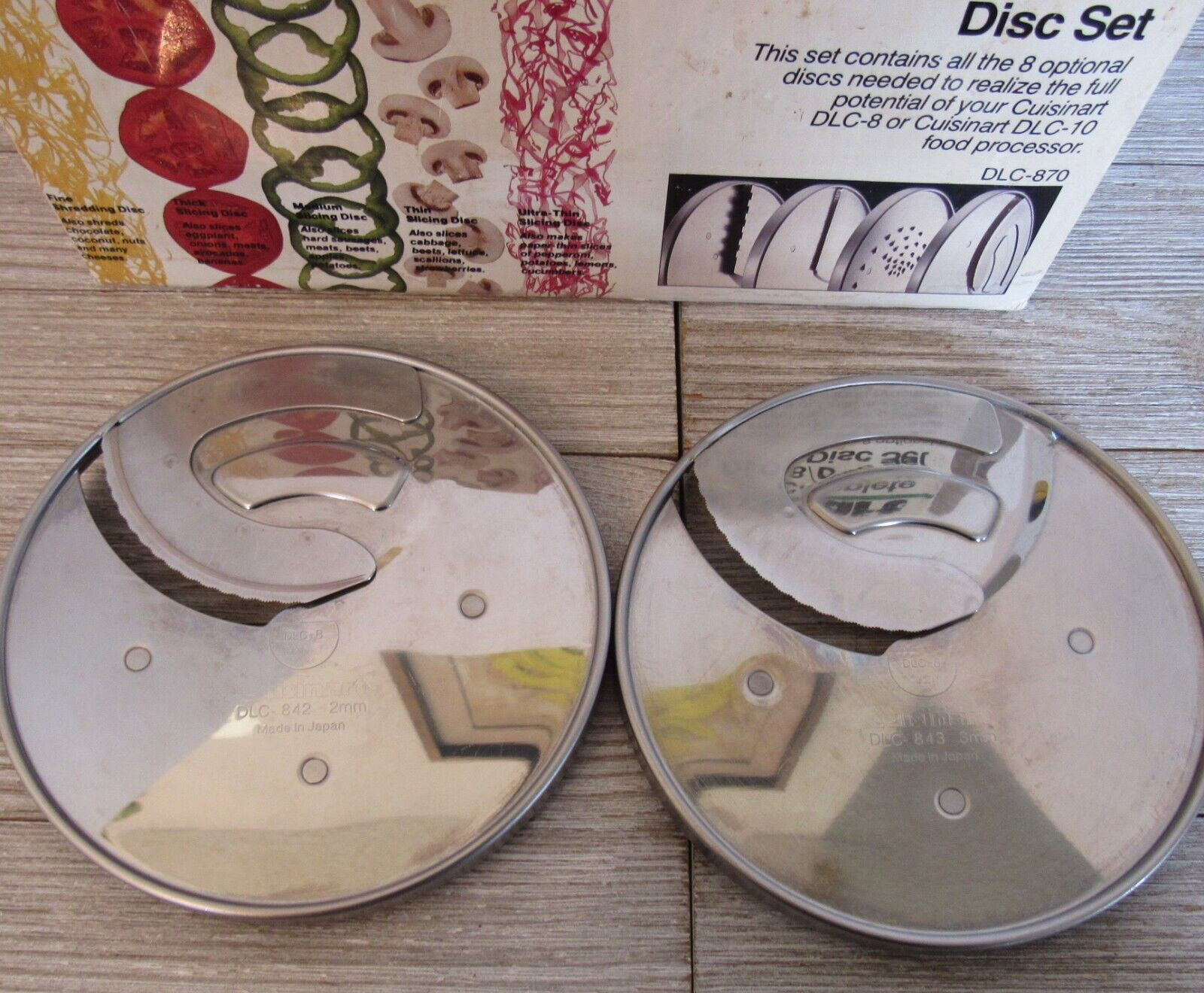 Vintage Cuisinart Complete DLC-8 / DLC-10 Disc Set Food Processor 8 Blades