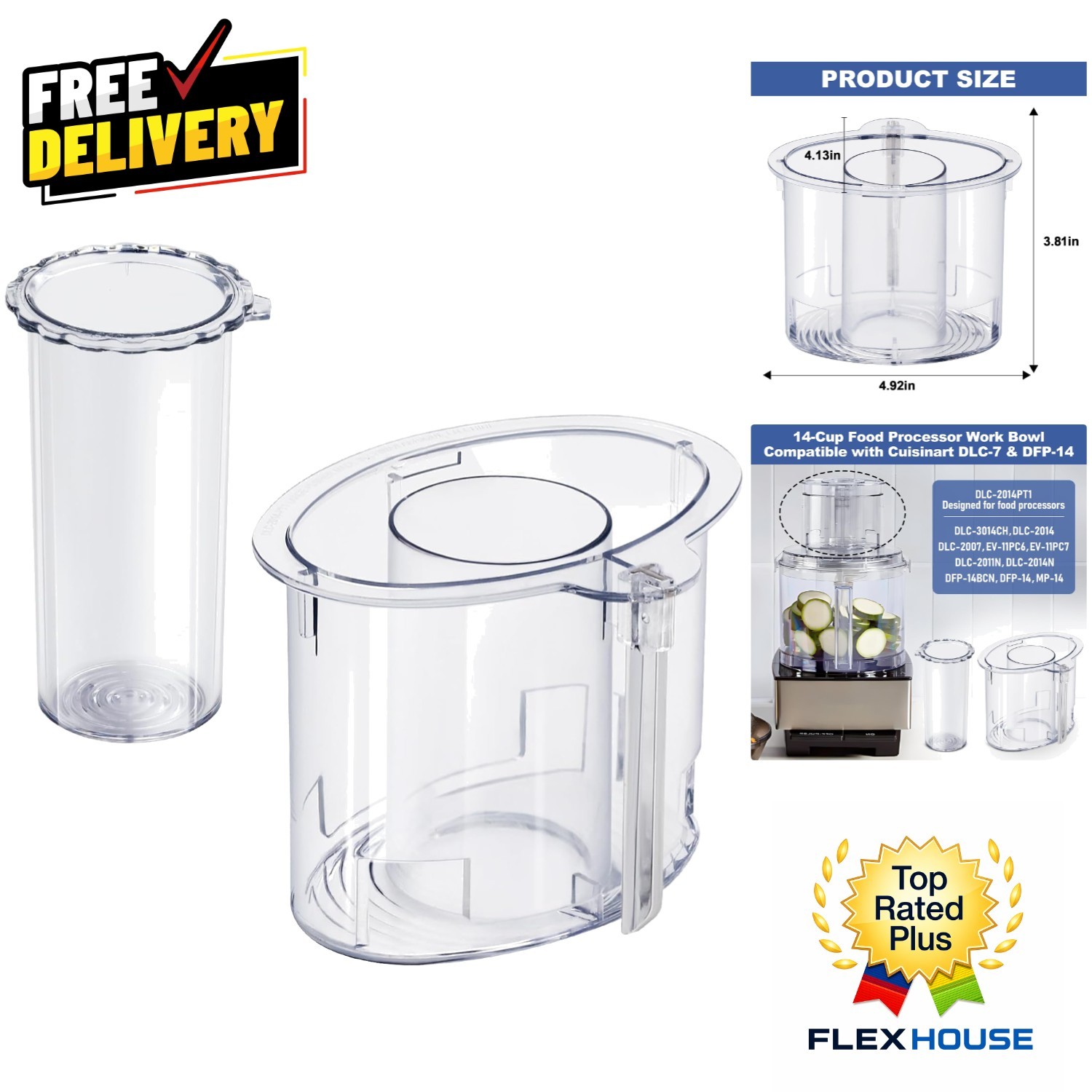 DLC-2014 Compatible Pushers: 14-Cup Food Processor Parts with Easy Clean Feature