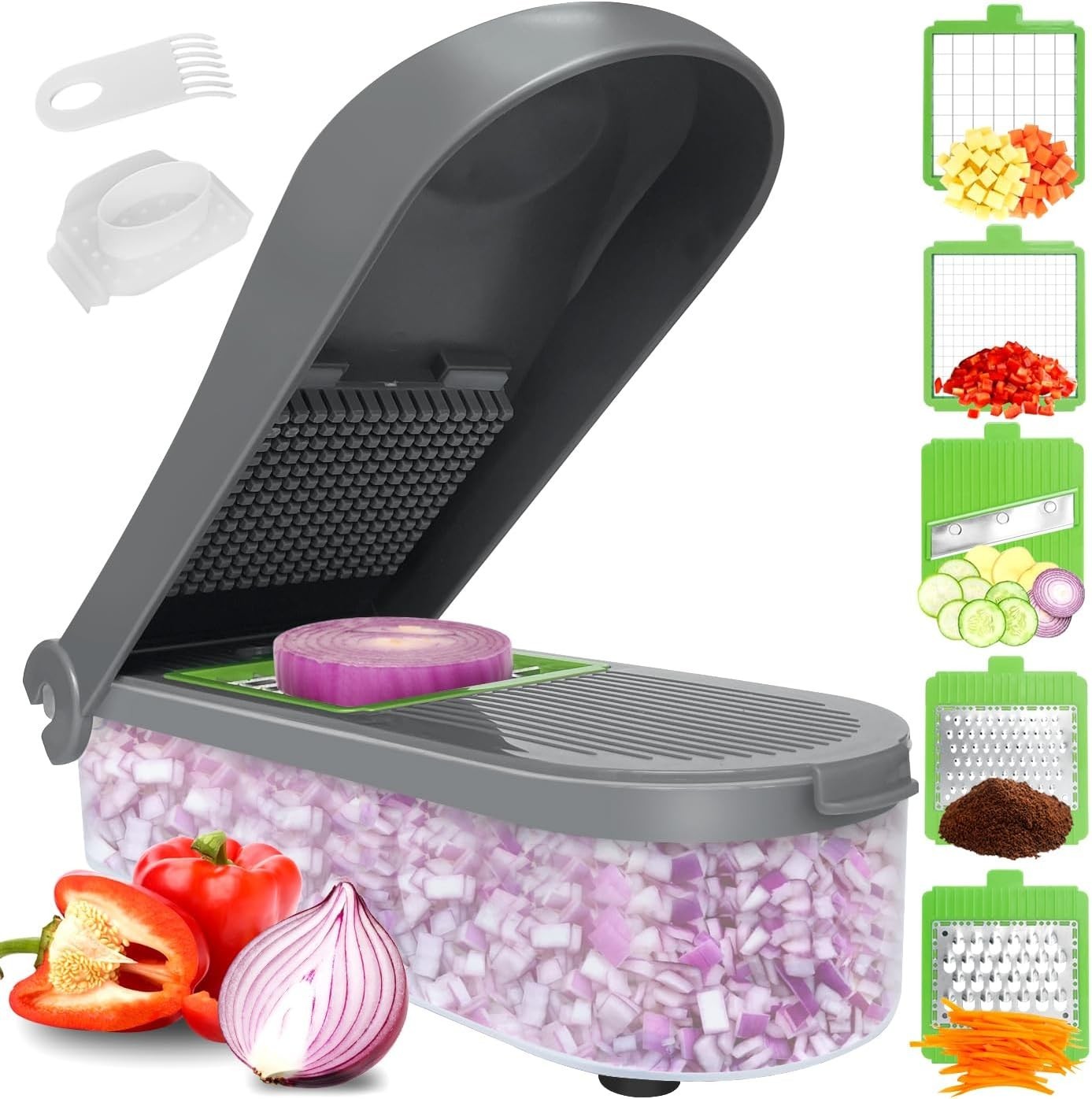 Ergonomic Manual Food Processor – 1003ML Vegetable Chopper, BPA-Free, White