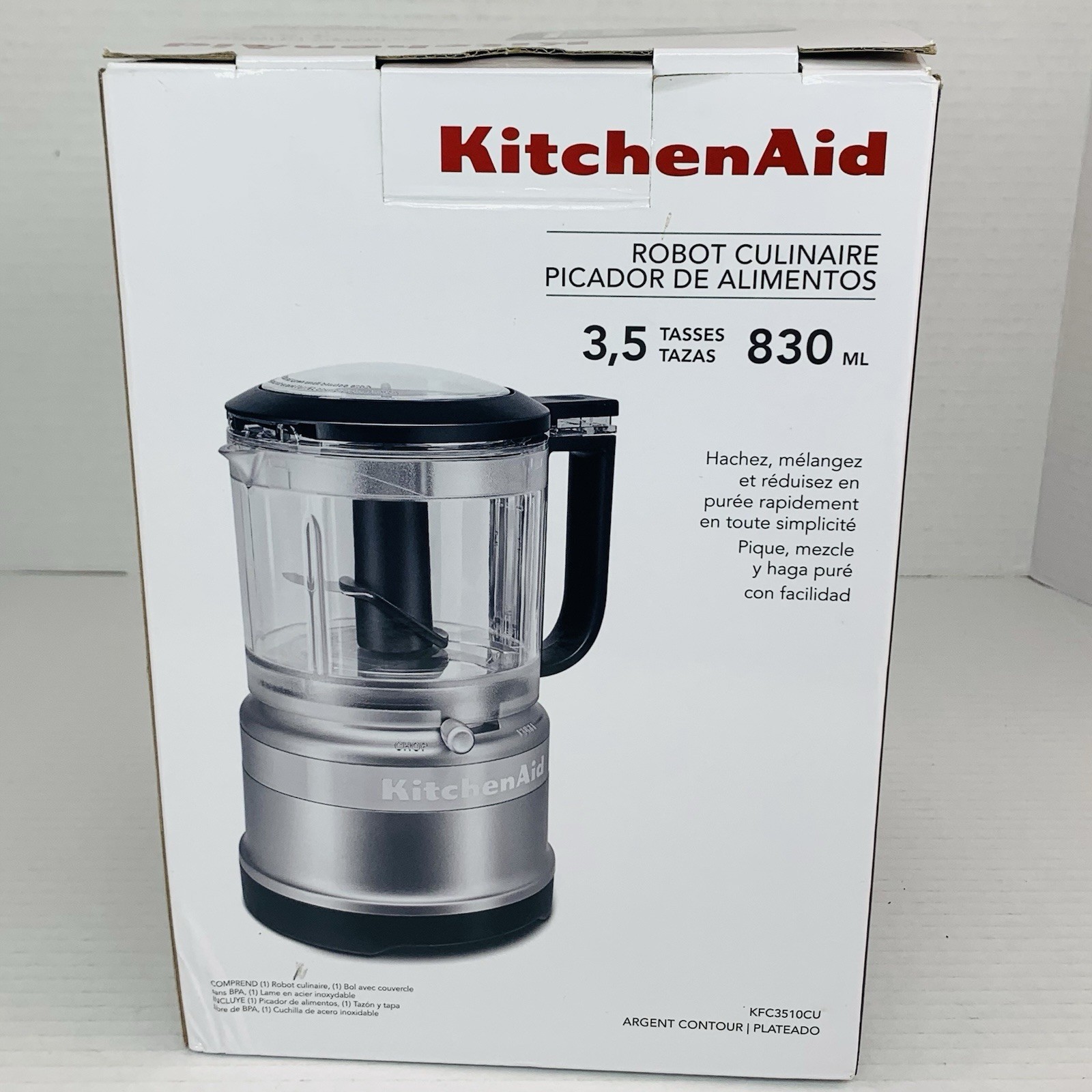 KitchenAid 3.5 Cup Food Chopper Contour Silver – KFC3516CU – Chop – Mix – Purée