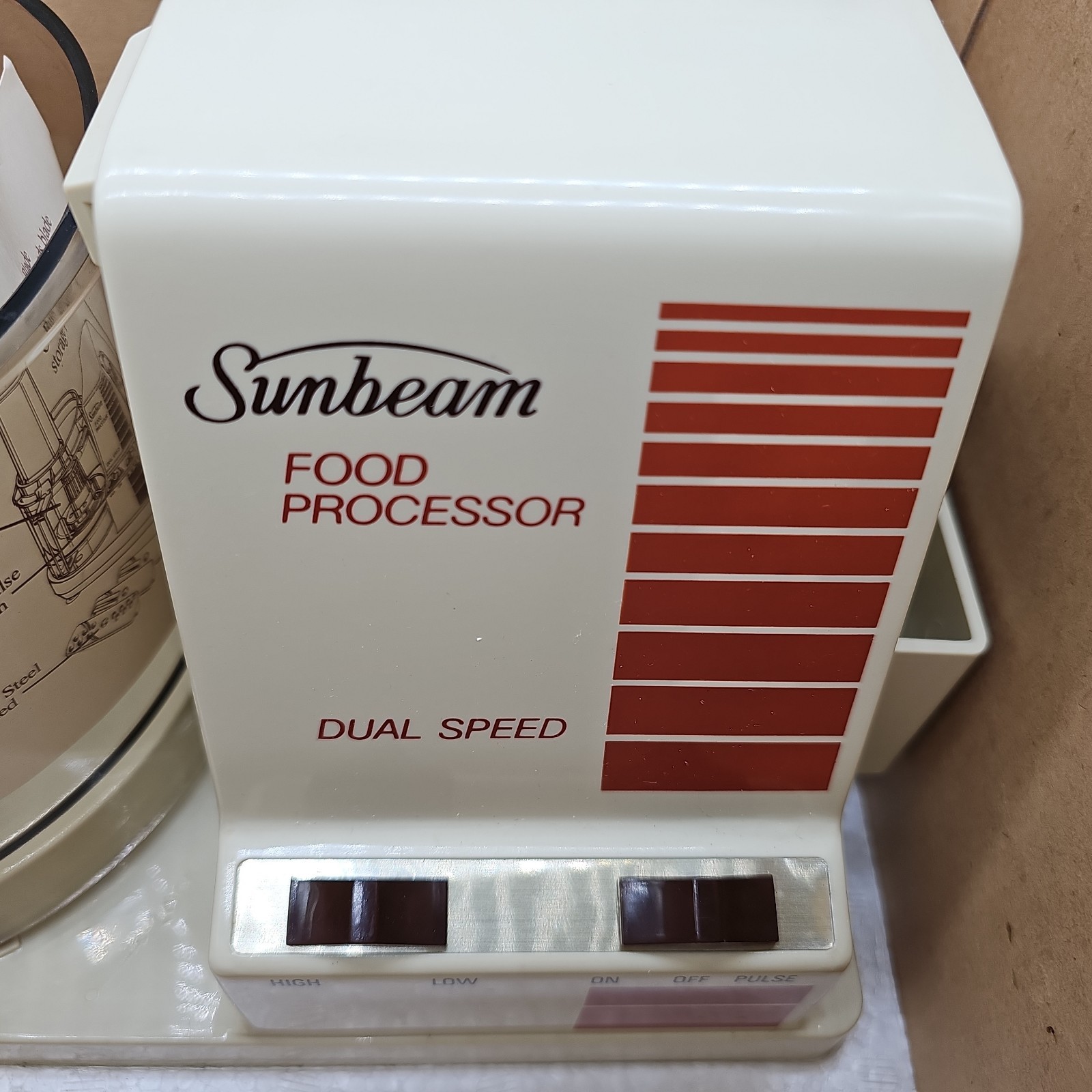 Sunbeam Dual Speed Food Processor 14046 Almond 2 QT Capacity Extra Blades/Holder