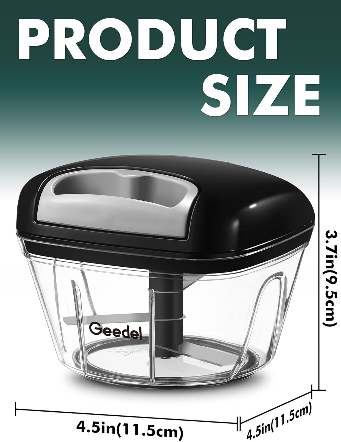 Manual Food Processor Vegetable Cutter 2 Cup Compact Kitchen Chopper