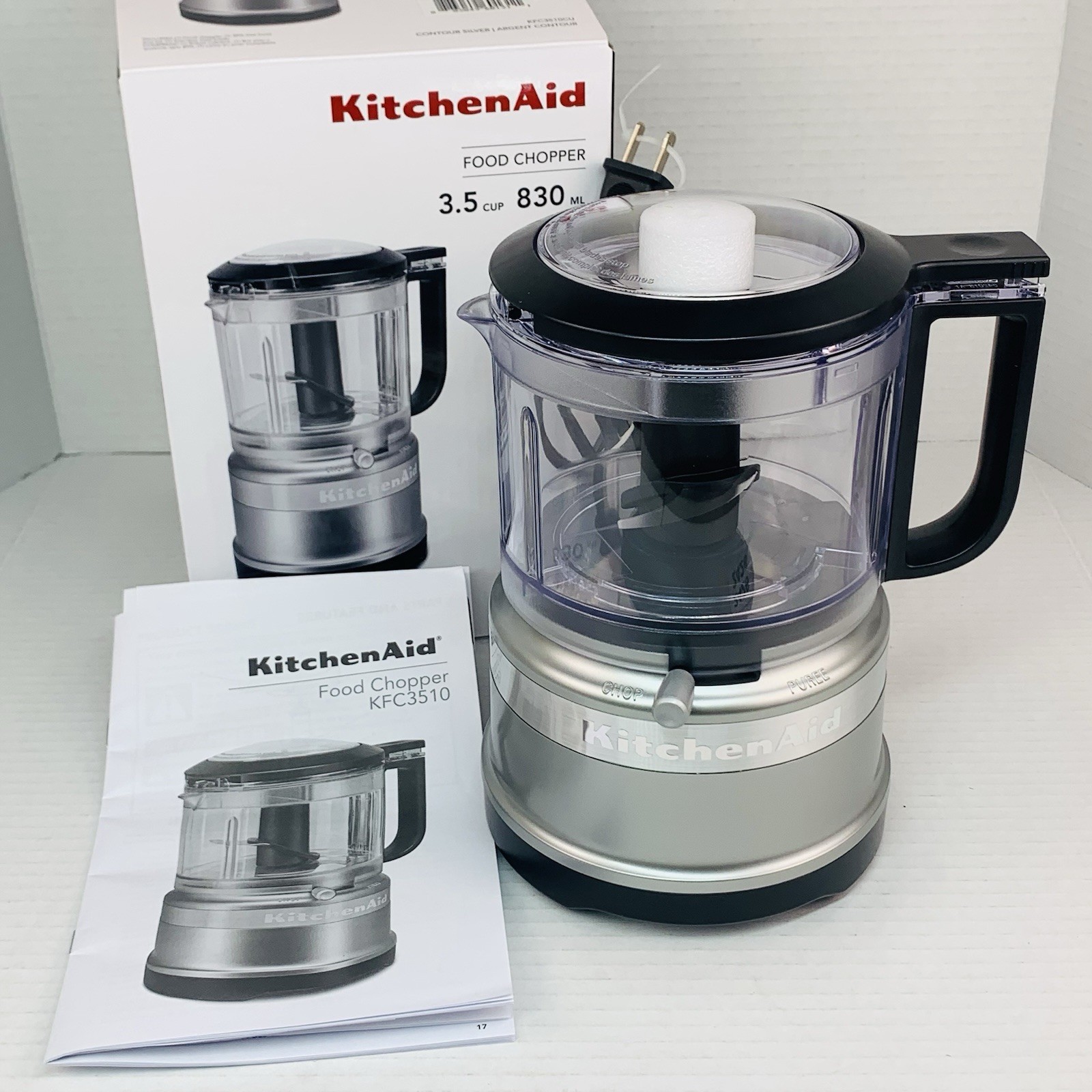 KitchenAid 3.5 Cup Food Chopper Contour Silver – KFC3516CU – Chop – Mix – Purée