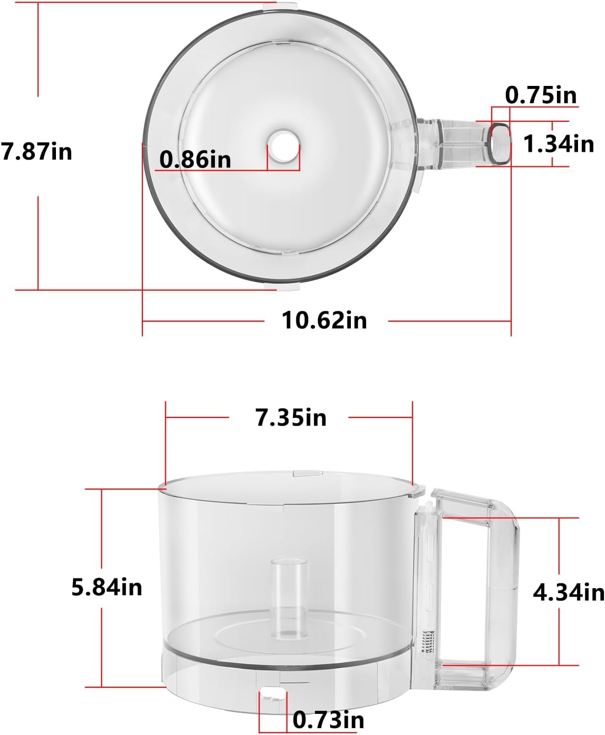 For 112203 3Qt Clear Cutter Bowl Replacement Food Processor Fits R2B R2N Series