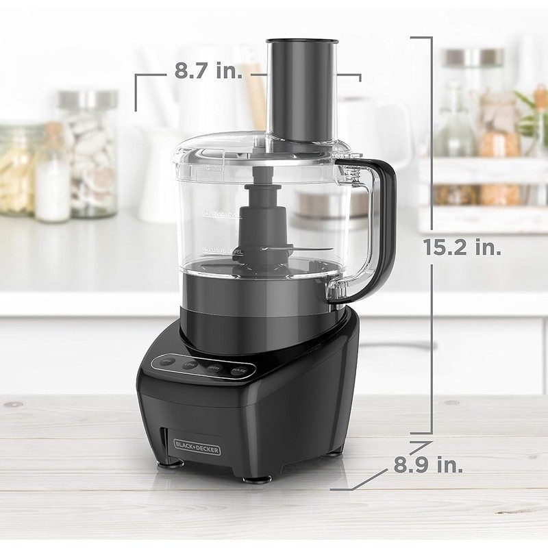 8-Cup Food Processor Stainless Steel S-Blade Easy Assembly Slice Shred New