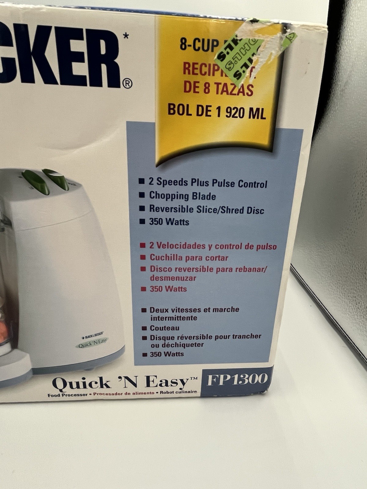 Black & Decker Quick N Easy Food Processor FP1300 New In Open Box
