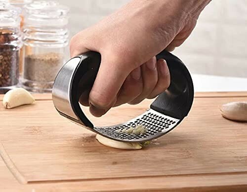 Angel’s Peel Lounge Garlic Press Rocker- Stainless Steel Garlic Mincer Crusher