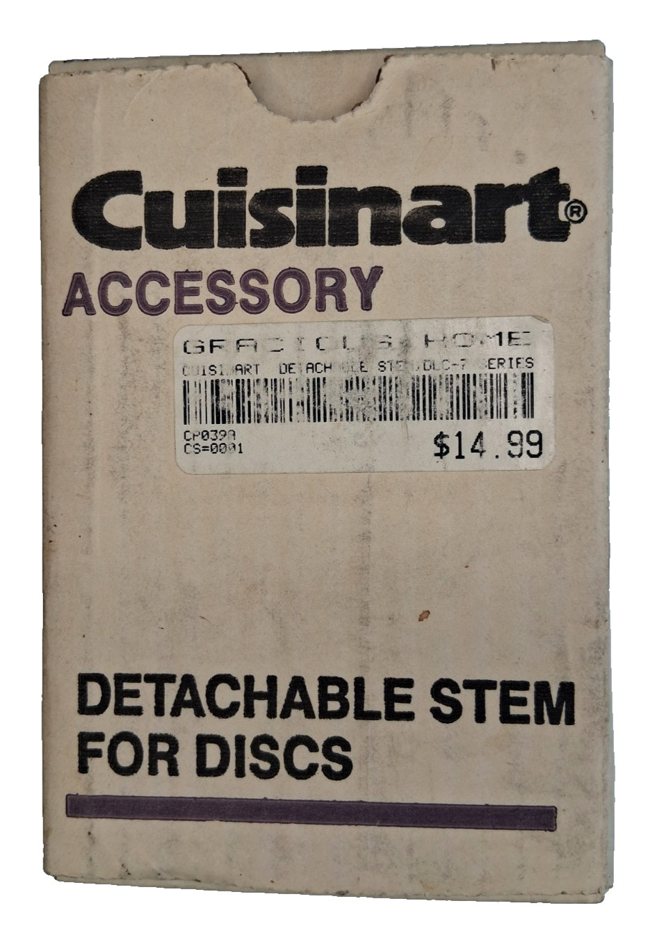 Cuisinart Accessory Detachable Stem DLC-039A Fits All DLC-7 Discs