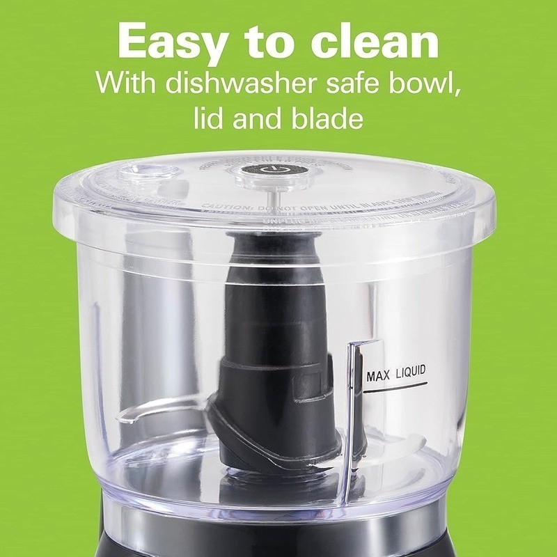 3 Cup Food Chopper Stack Press Design Durable Blades Easy Clean Dishwasher Safe