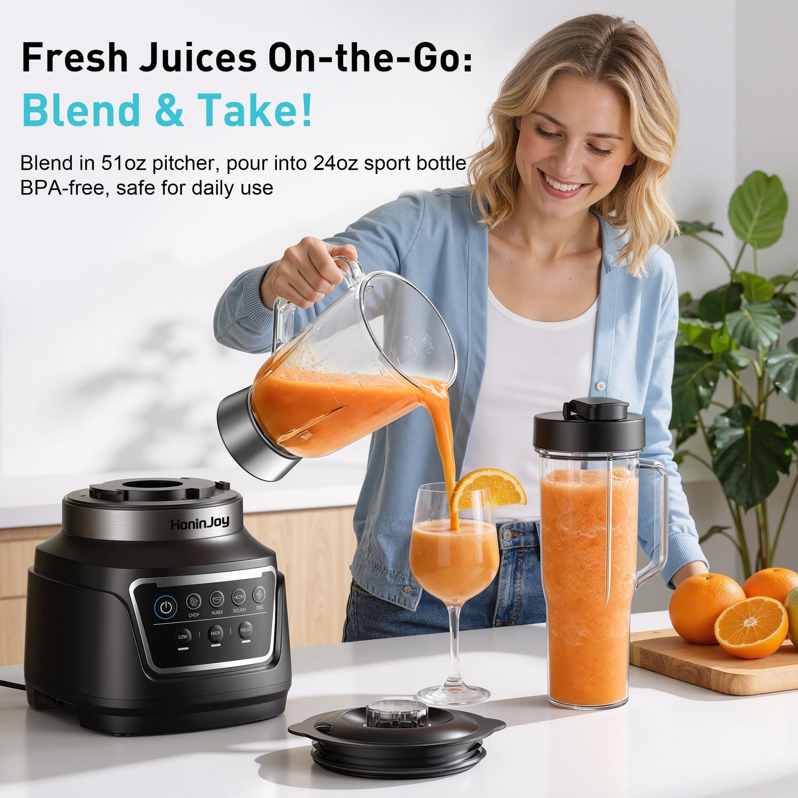 All-in-One Blender & Food Processor, 10-in-1 Professional Blender for Smoothi…