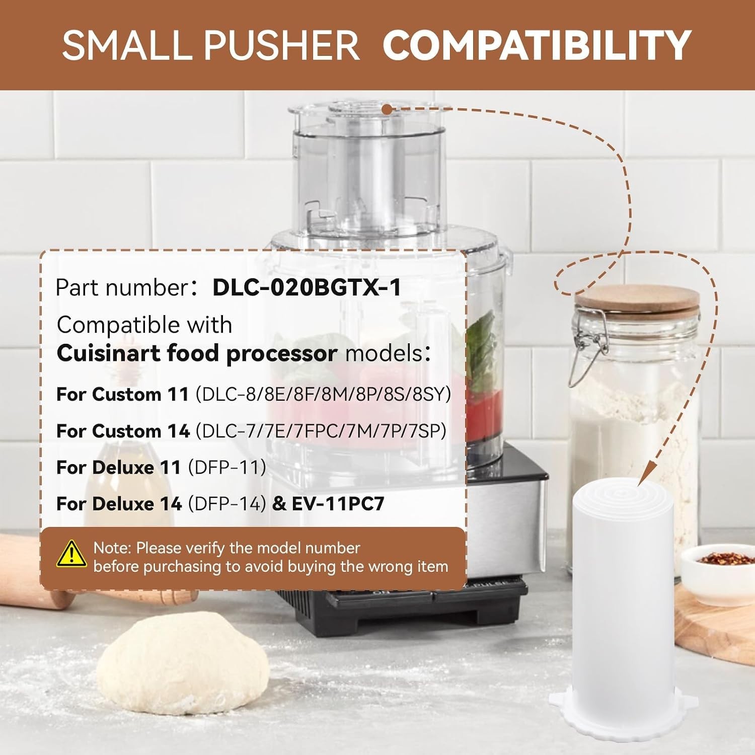 Replacement Small Pusher for Cuisinart Food Processors | Fits Multiple Models