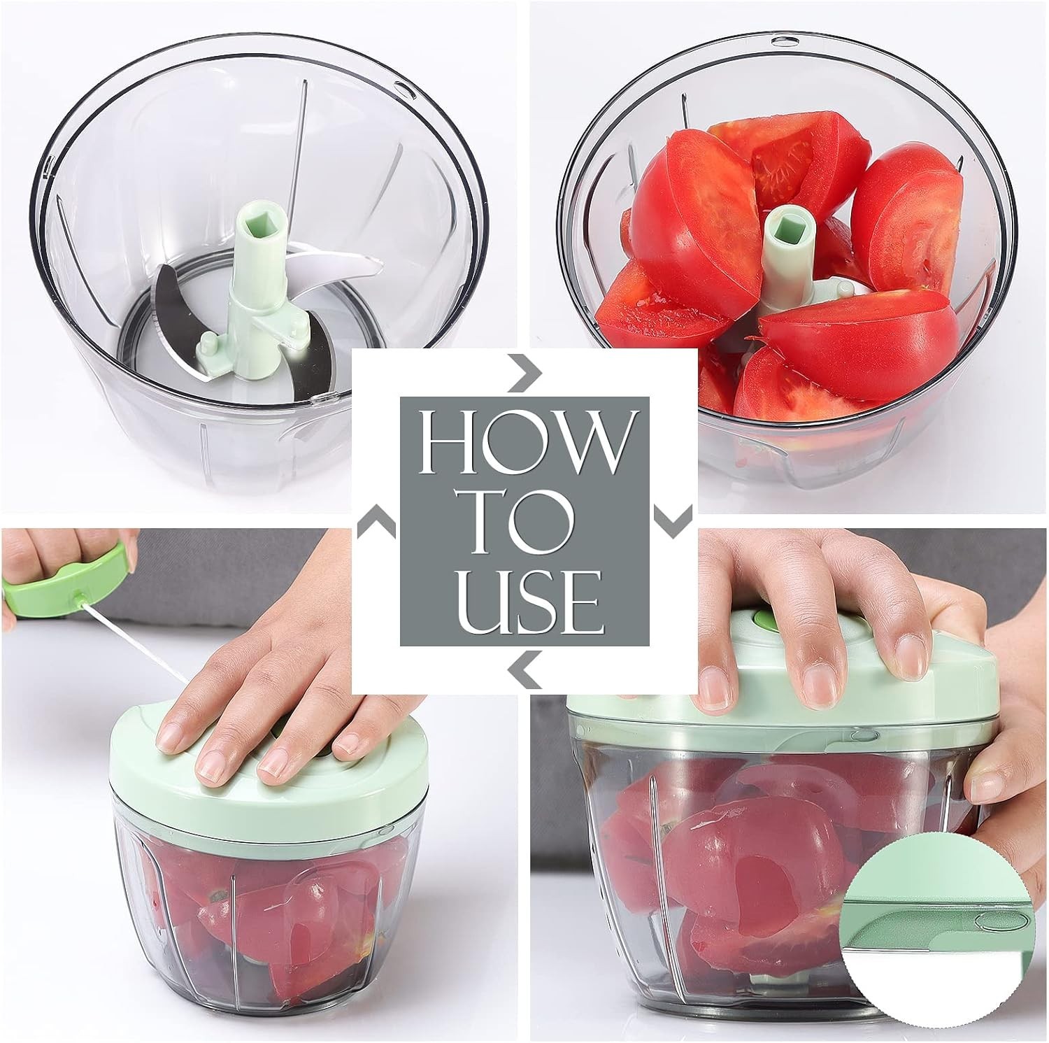 Stainless Steel Manual Food Processor – Effortless Chopping for Veggies & Fruits