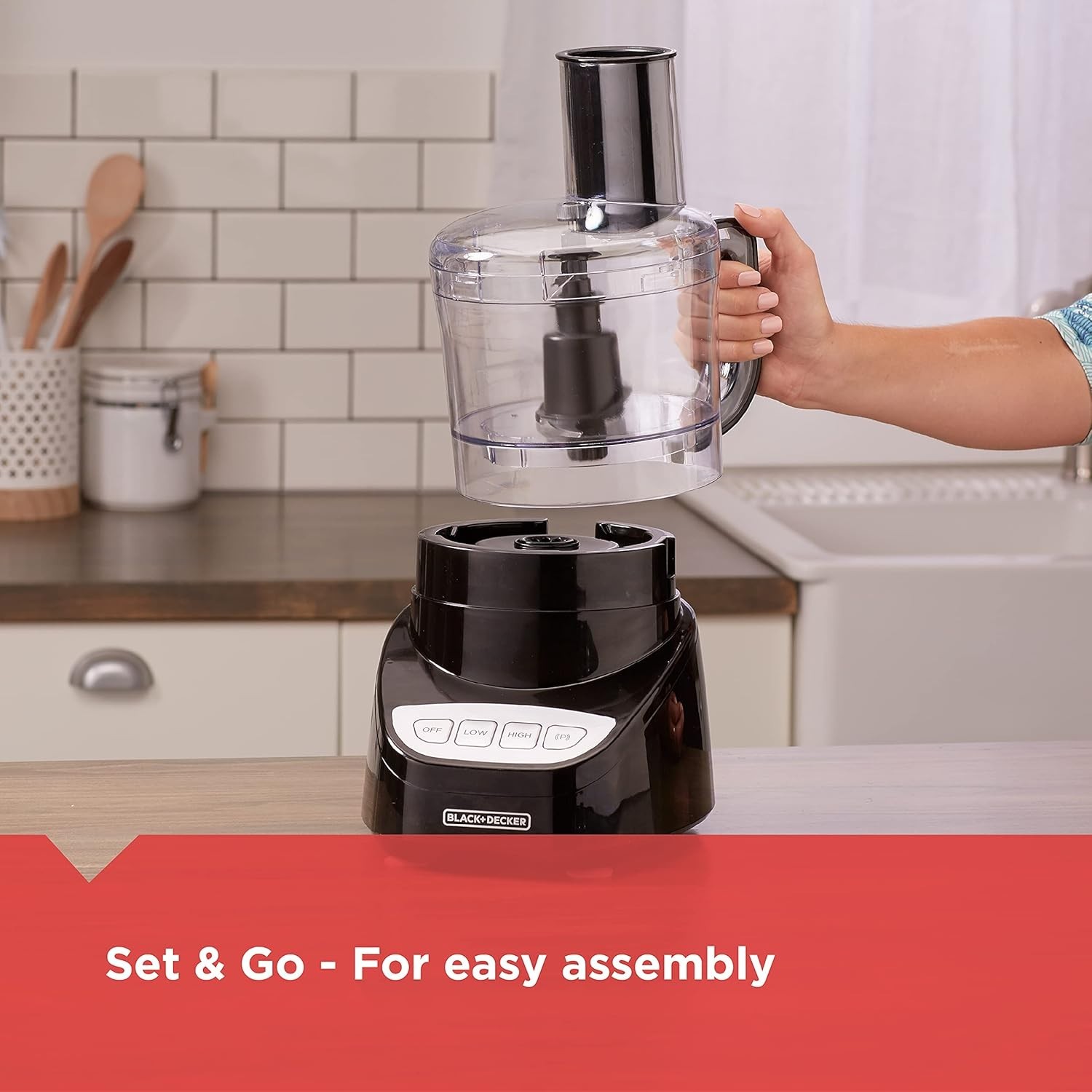 BLACK+DECKER 8-Cup Food Processor 450W Stainless Steel S-Blade Chop Slice Shred