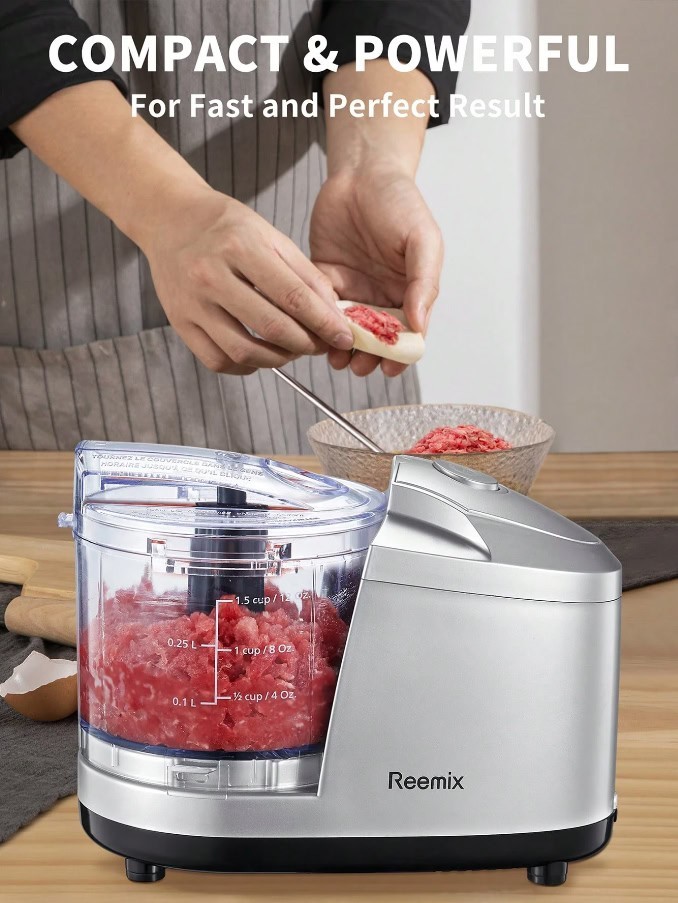 1.5 Cup Mini Food Chopper 100W One Touch Stainless Steel Blade Meat Grinder