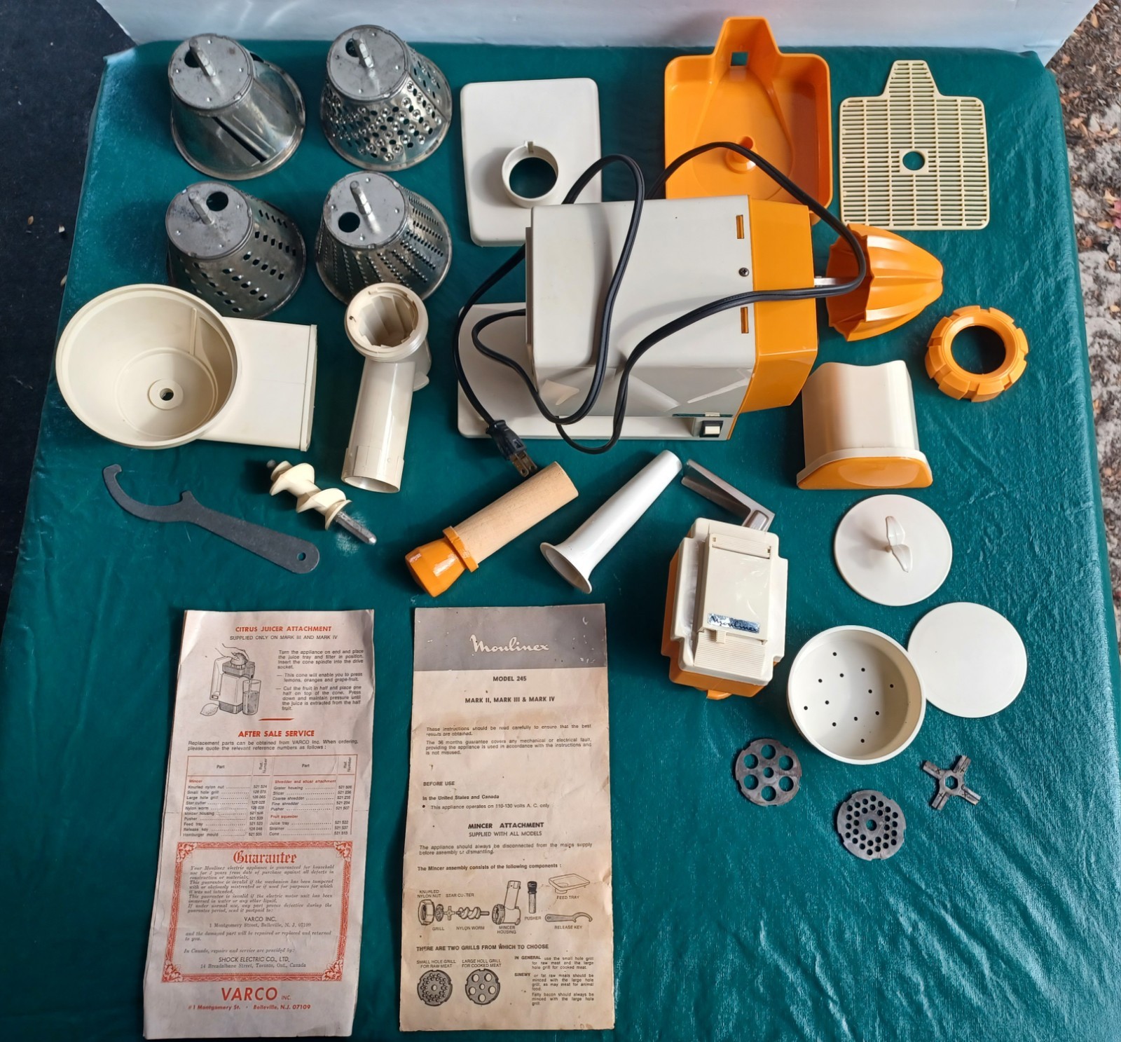 Vintage 70’s Moulinex #245 Charlotte 24 Piece Meat Grinder/Juicer/Salad Maker