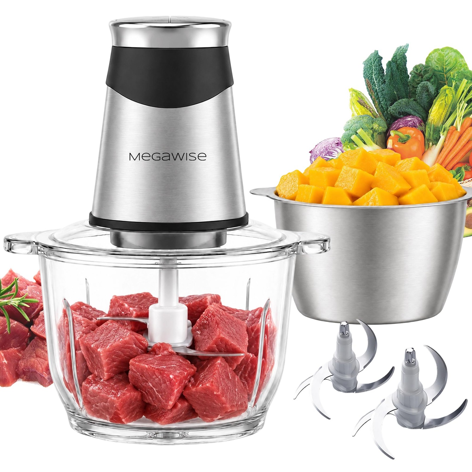 Electric Food Chopper 800W, Dual-Speed Meat Grinder with1.2L 304# Stainless S…