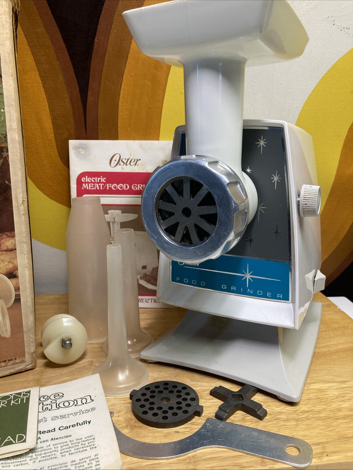 Oster Food & Meat Grinder MCM Starburst VTG 996-28 Complete Sausage Accessories
