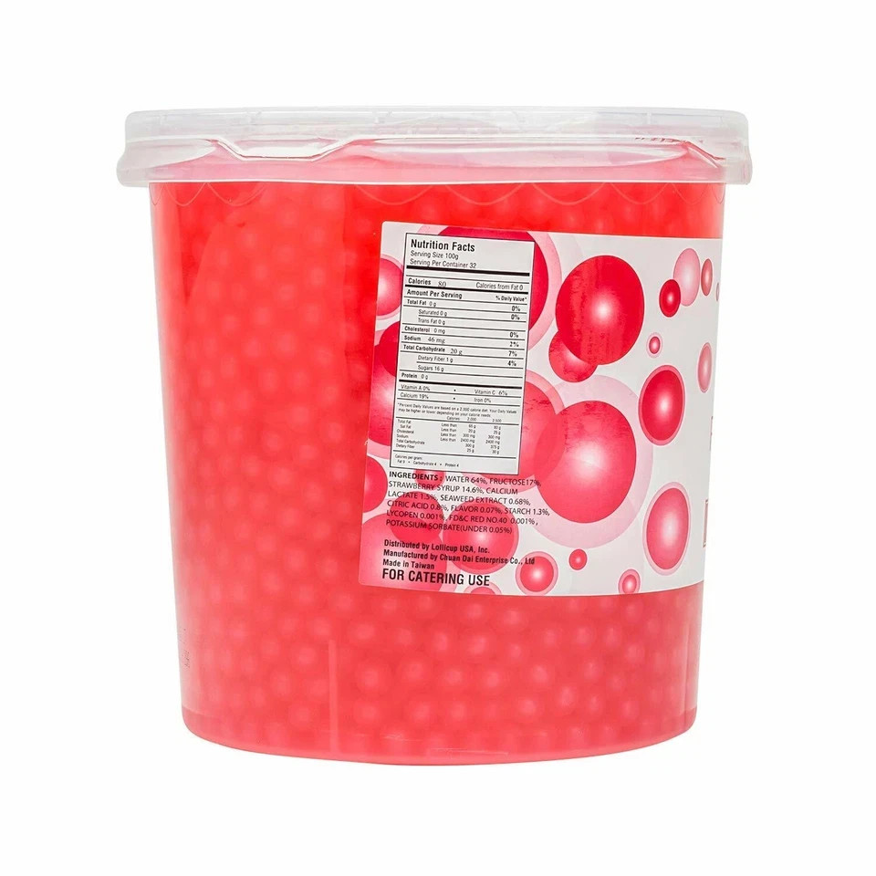 Tea Zone Strawberry Popping Pearls – 7 lb Jar
